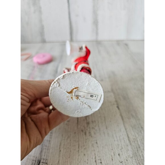 Antique putz Santa Bell candle mini plastic felt decor sparkle shabby chic Xmas - Picture 9 of 9